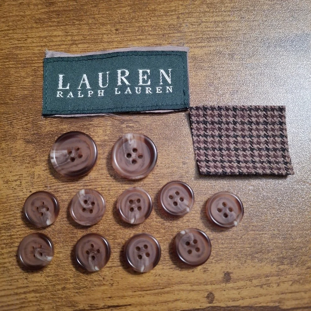 Set of 11 Brown Replacement Buttons For A  Men's Ralph Lauren Wool Jacket